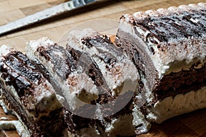 Semifreddo Cake - ice cream with chocolate and vanilla. semi-frozen dessert