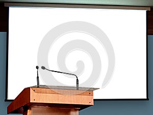 Seminar Podium with Blank Screen photo