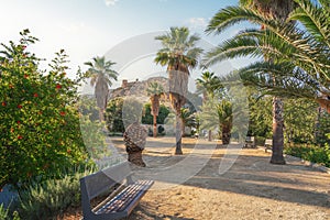 Seminary Park (Parque del Seminario) with Castle of Santa Catalina - Jaen, Spain