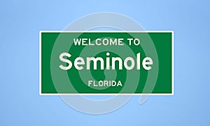 Seminole, Florida city limit sign. Town sign from the USA.