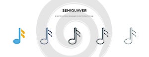 Semiquaver icon in different style vector illustration. two colored and black semiquaver vector icons designed in filled, outline