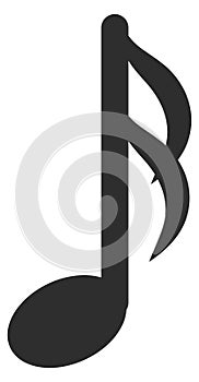 Semiquaver music note black symbol. Melody icon