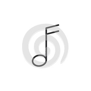 Semiquaver music note outline icon