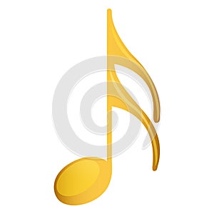 semiquaver note in golden with background white