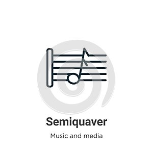 Semiquaver outline vector icon. Thin line black semiquaver icon, flat vector simple element illustration from editable music and