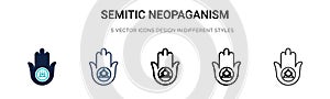 Semitic neopaganism icon in filled, thin line, outline and stroke style. Vector illustration of two colored and black semitic