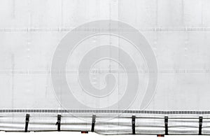 Semitrailer with white tarpaulin without inscriptions, isolated on white background with a clipping path.