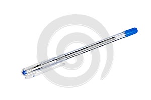 Semitransparent blue pen with cap