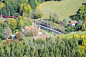 Semmering Railway with trains