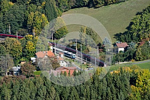 Semmering Railway with trains