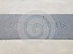 Semper fidelis sign on cement photo