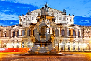 Semper Opera House and Monument to King John in Dresden, Germany photo