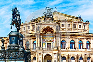 Semper Opera House and Monument to King John in Dresden, Germany photo