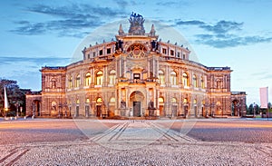 Semperoper opera building at night in Dresden