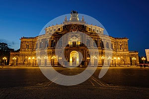 Semperoper opera building at night in Dresden