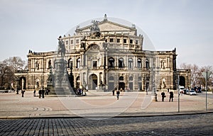 Germany, Dresden, 03.02.2014, Semperoper opera building at night in Dresden
