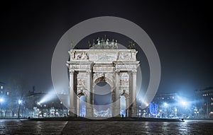 Sempione Gate, Porta Sempione. City gate of Milan, Italy. The name `Porta Sempione `