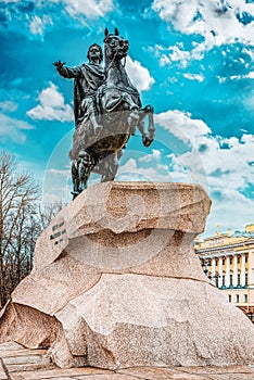 Senate building and  a monument to Peter I the Great. Saint Petersburg. Russia