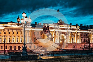 Senate building and  a monument to Peter I the Great. Saint Petersburg. Russia