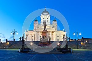 Senate Square at night in Helsinki, Finland