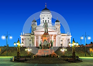 Senate Square at night in Helsinki, Finland