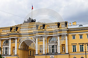 Senate and Synod Building now headquarters of the Constitutional Court of Russia on Senate square in St. Petersburg, Russia