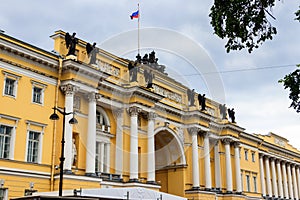 Senate and Synod Building now headquarters of the Constitutional Court of Russia on Senate square in St. Petersburg, Russia