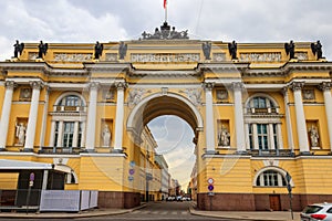 Senate and Synod Building now headquarters of the Constitutional Court of Russia on Senate square in St. Petersburg, Russia