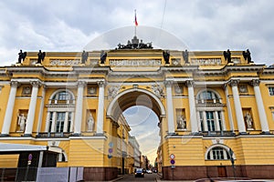 Senate and Synod Building now headquarters of the Constitutional Court of Russia on Senate square in St. Petersburg, Russia