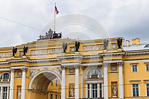 Senate and Synod Building now headquarters of the Constitutional Court of Russia on Senate square in St. Petersburg, Russia