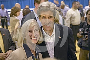 Senator John Kerry posing with attendee at the Valley View Rec Center, Henderson, NV