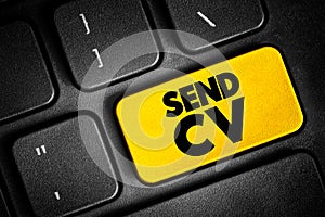 Send CV text button on keyboard, concept background