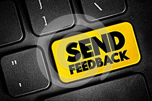 Send Feedback text button on keyboard, concept background