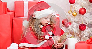 Send letter for santa. Wish list. Child santa costume enjoy christmas eve. Child write letter to santa claus. Dear santa