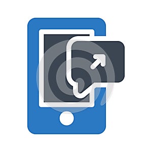 Send message glyph color flat vector icon