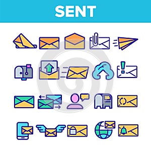 Send Message Linear Vector Thin Icons Set