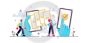 Payment transfer concept, flat tiny