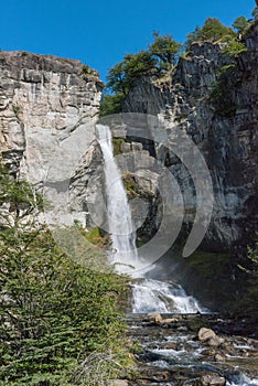 Senda Chorrillo del Salto, gorge, rocks and waterfall, El Chalten, Patagonia, Argentina photo