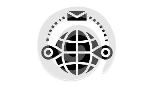 sending abroad glyph icon animation