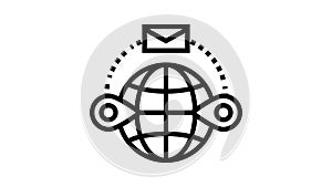 sending abroad line icon animation
