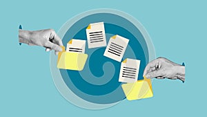 Sending of document on internet. Data transfer, Transfer file of data between folders and Backup data. Exchange of file