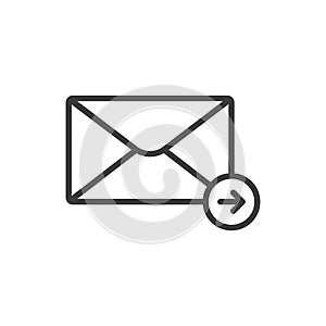 Sending email, icon in line design. Email, sending, mail, message, communication, transfer, envelope on white background photo