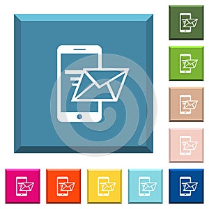 Sending email from mobile phone white icons on edged square buttons