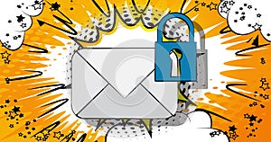 Sending encrypted E-Mail protection blue secure mail internet symbol.