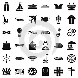 Sending icons set, simple style