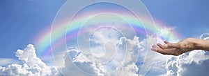Sending out beautiful rainbow healing energy spiritual background banner