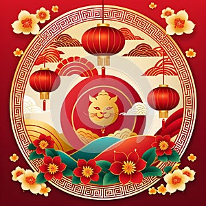 Celebrate Chinese New Year with our festive poster! Join in the excitement of the Lunar New Year with traditional dragon dances photo