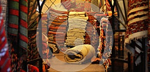 Oriental rugs, on display in the souk photo