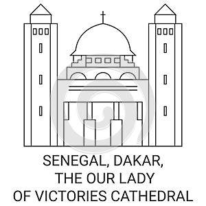 Senegal, Dakar, The Our Lady Of Victories Cathedral travel landmark vector illustration