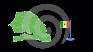 Senegal Flag and Map Shape Animation